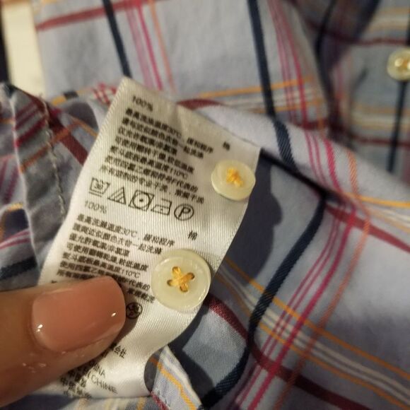 Tommy Bahama Blue Plaid Button Down M - Picture 7 of 9
